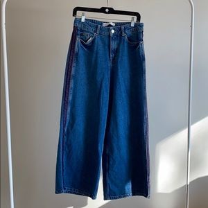 Zara wide leg track stripe denim